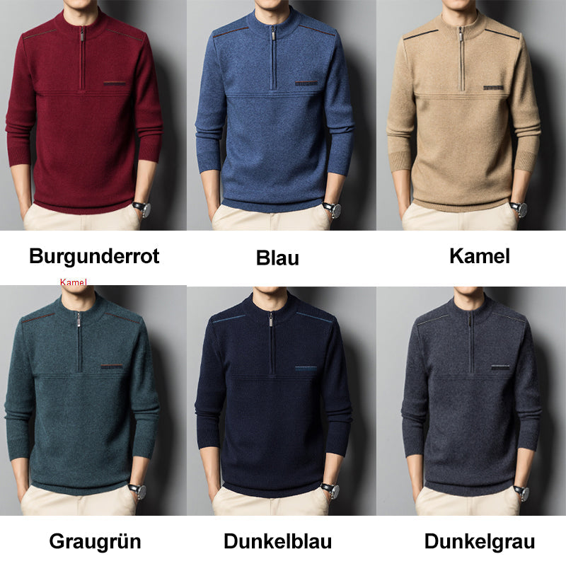 Alvero Polo - Tijdloos Half Zip Kasjmier Polo Trui voor Heren